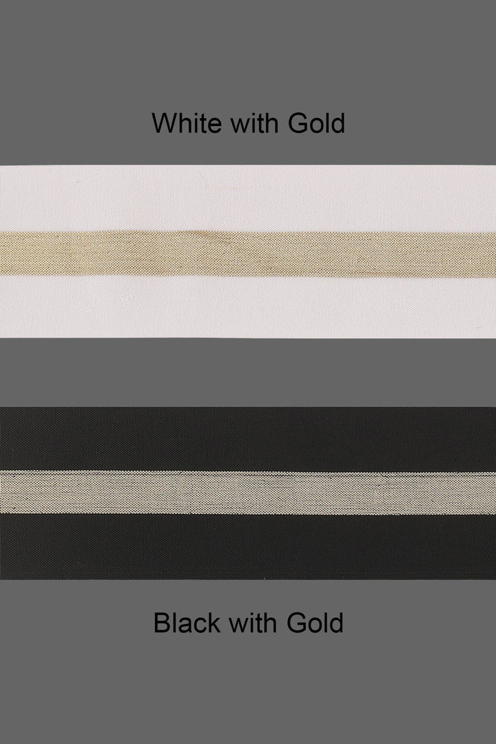 Wide Golden Glitter Striped Soft White & Black Elastic