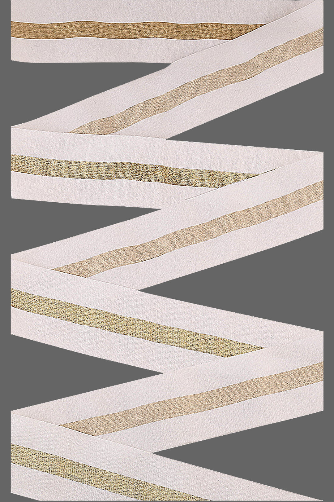 Wide Golden Glitter Striped Soft White & Black Elastic