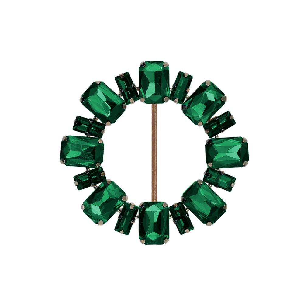 Sparkling Round Shape Decorative Green Diamond Ladies Belt Buckle