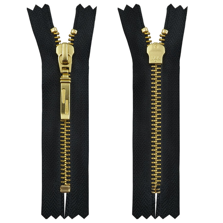 YKK- Exclusive #5 Gold with Black/White Designer YKK Metal Zipper