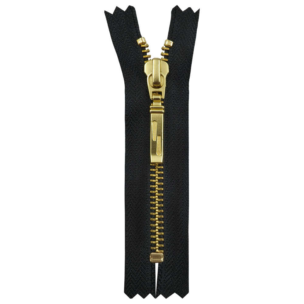 YKK- Exclusive #5 Gold with Black Closed-end Designer YKK Metal Zipper