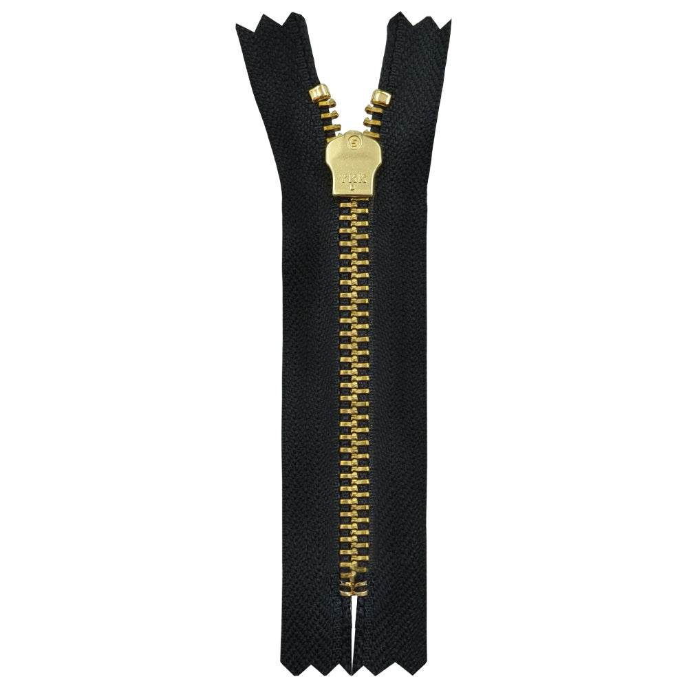 YKK- Exclusive #5 Gold with Black/White Designer YKK Metal Zipper