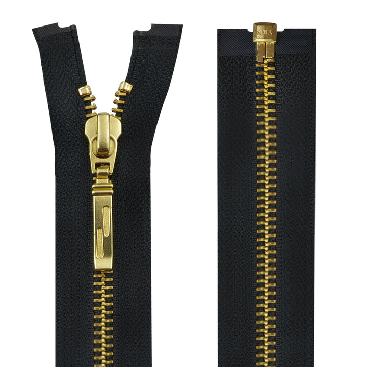 YKK- Exclusive #5 Gold with Black/White Designer YKK Metal Zipper