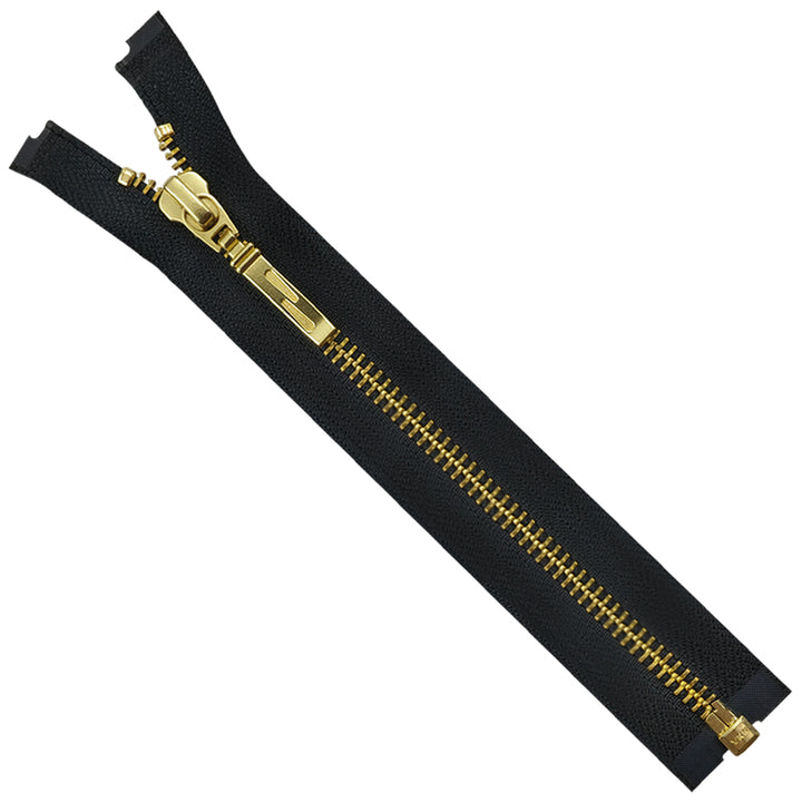 YKK- Exclusive #5 Gold with Black Designer Open-end YKK Metal Zipper 