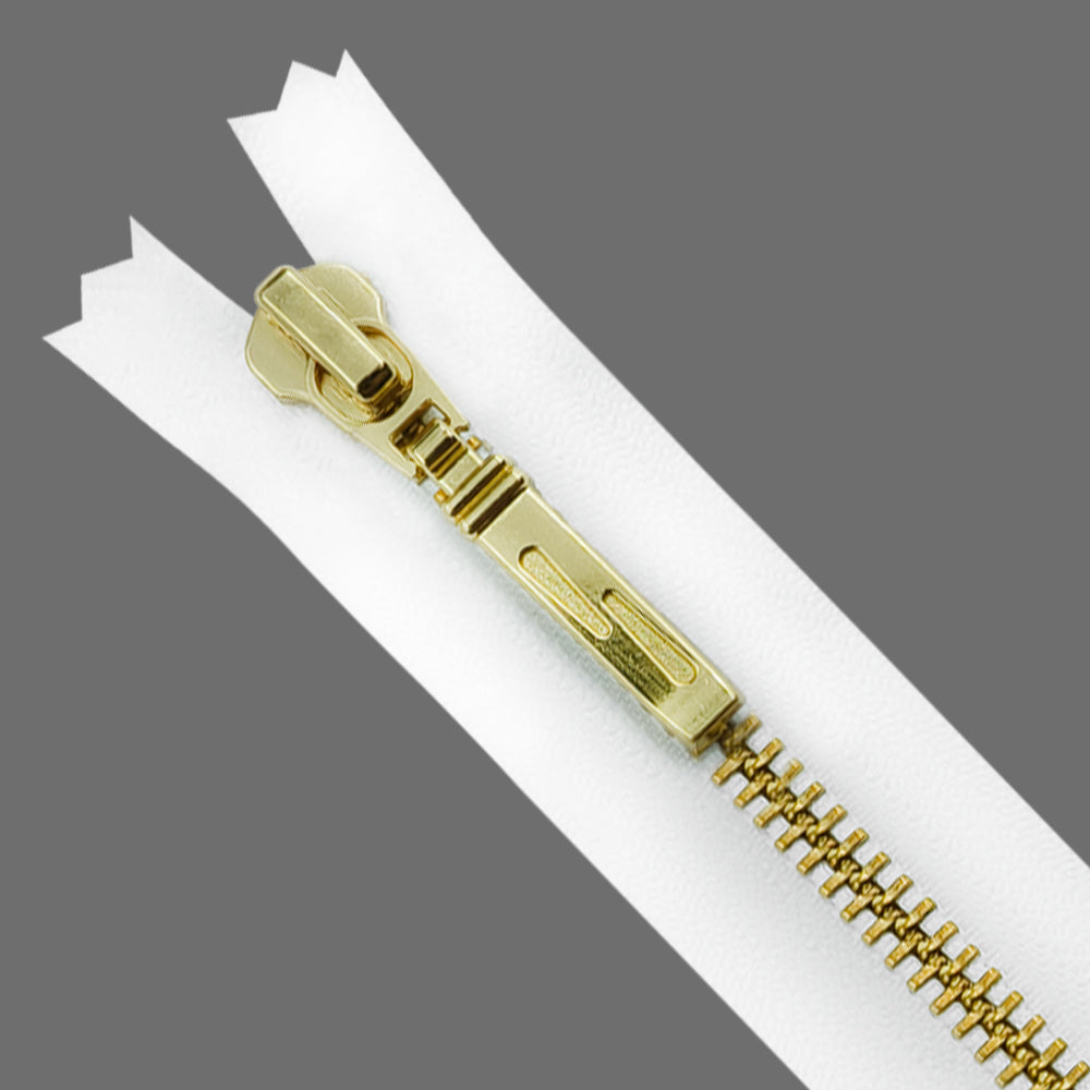 YKK- Exclusive #5 Gold with White Designer YKK Metal Zipper