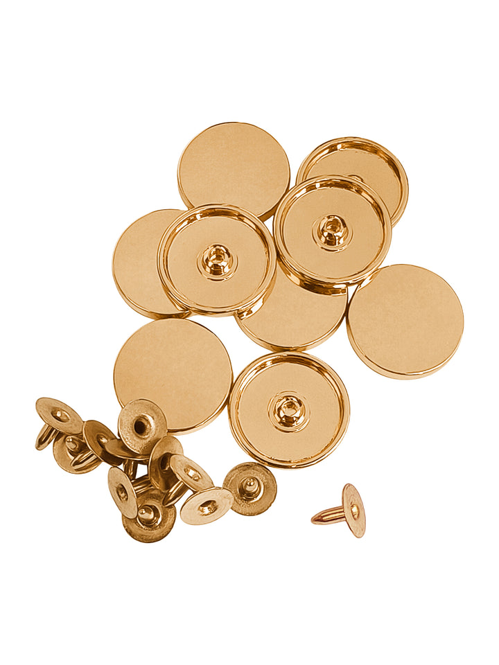 Premium Shiny Gold Flat Surface Metal Rivet Fastener Studs for Jackets/Coats/Jeans