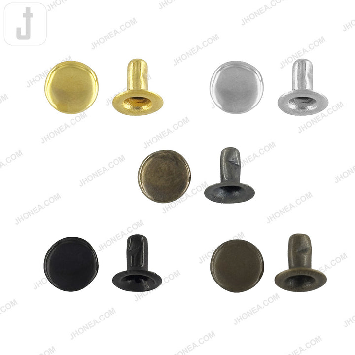 Solid Brass Flat Rivets in Multiple Colors for Leather, Denim and DIY Craft Projects