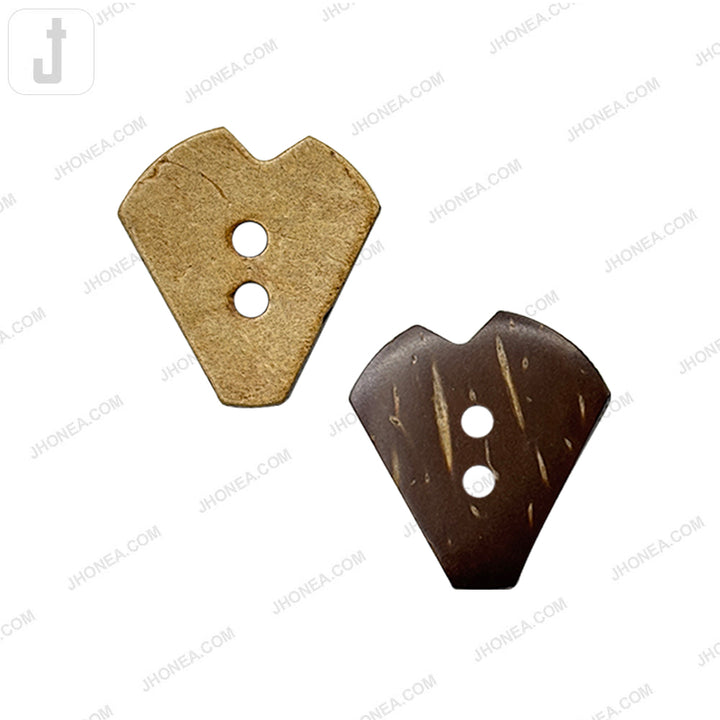Smooth Finish Heart Shape 2-Hole Natural Coco Buttons