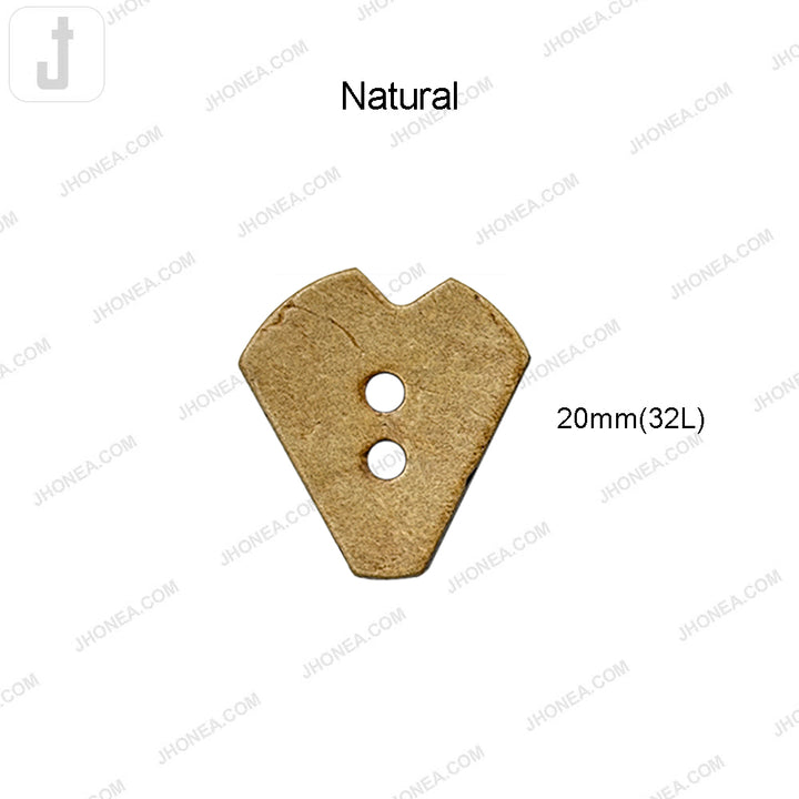 Smooth Finish Heart Shape 2-Hole Natural Coco Buttons