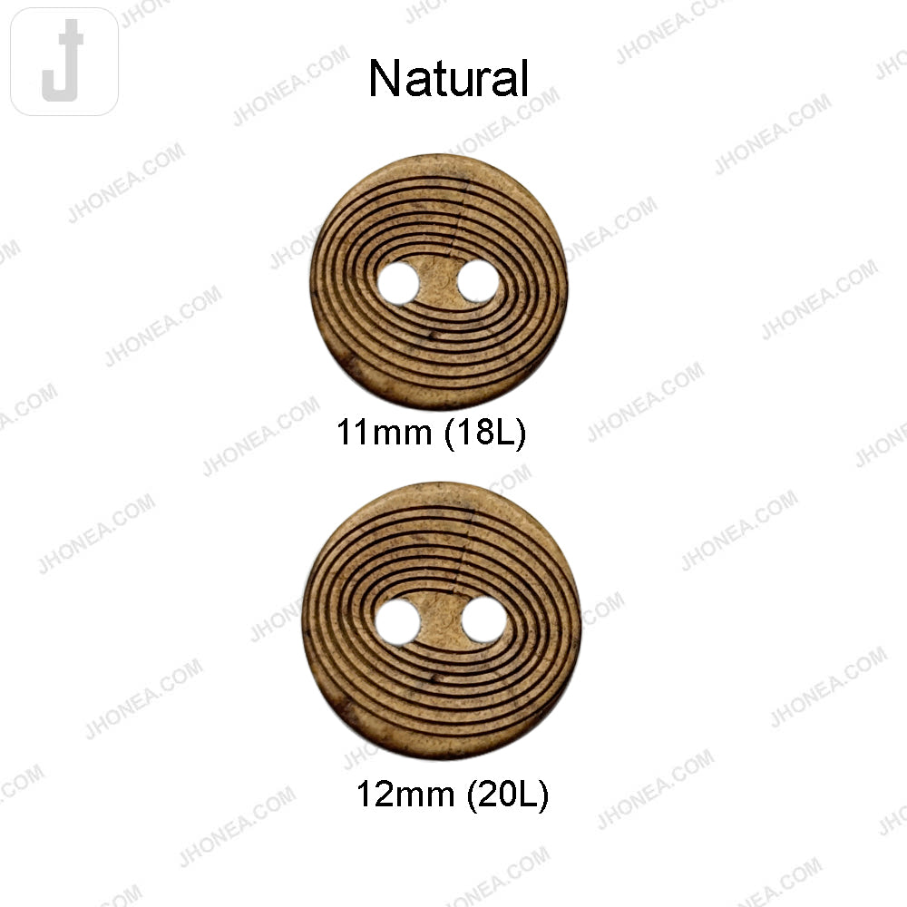 Natural Coco Buttons Round Shape 2 Hole Fingerprint Design