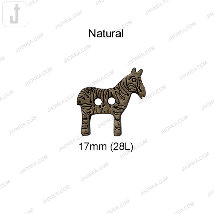 Zebra Shaped 2 Hole Coco Shell Eco Friendly Button