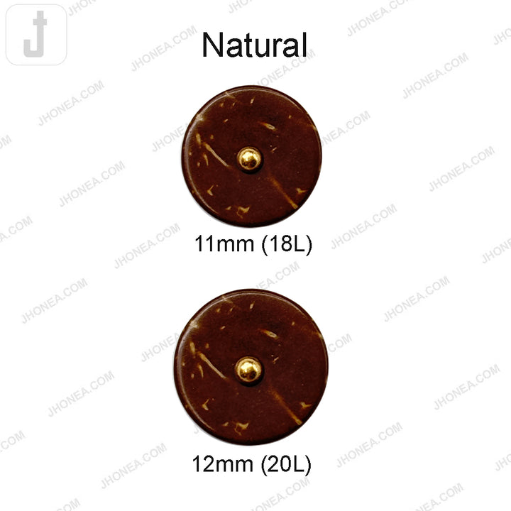 Classic Down Loop Coco Shell Button with Center Metal Dot Design