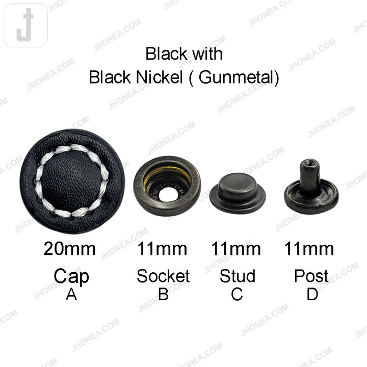 Classic PU Leather 4-Part Bowl Snap Buttons for Garments & Bags
