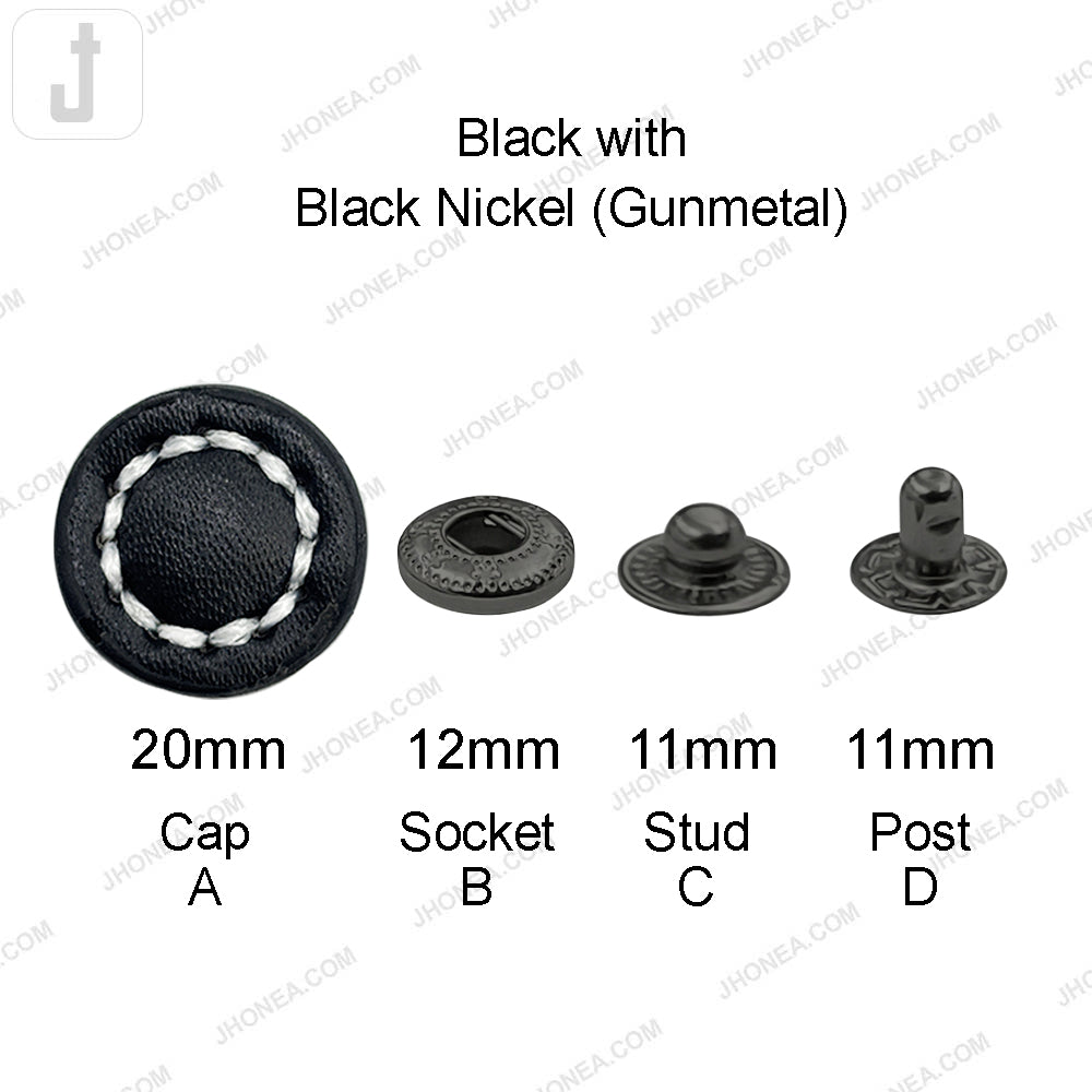 20mm Decorative PU Leather 4-Part Snap Buttons