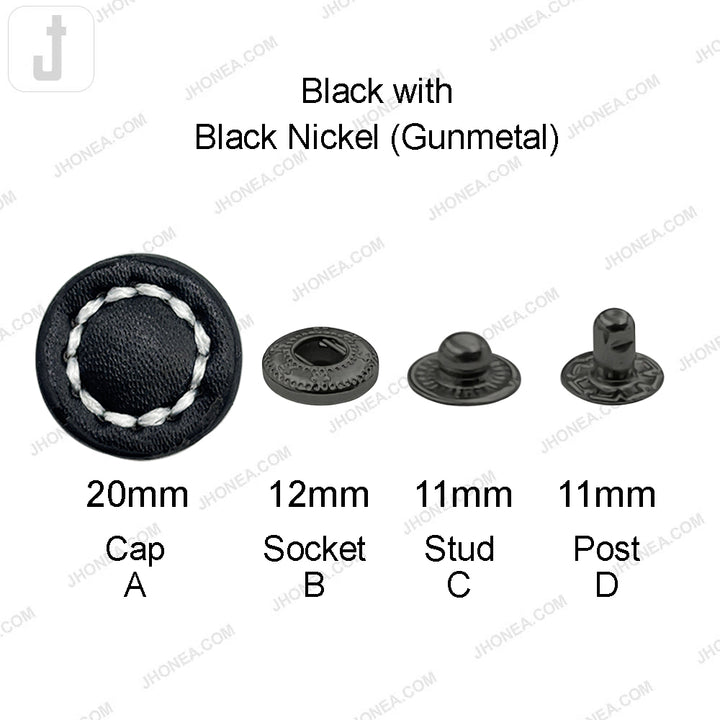 20mm Decorative PU Leather 4-Part Snap Buttons