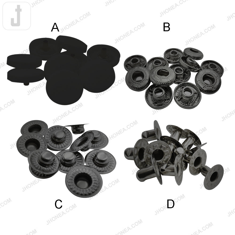 Smooth Round Plastic 4-Part Snap Button Fasteners