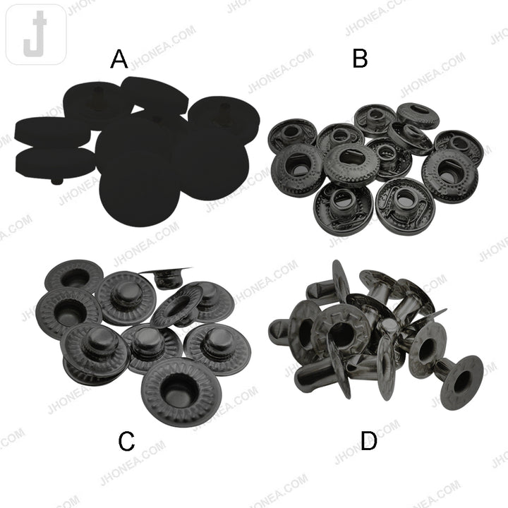 Smooth Round Plastic 4-Part Snap Button Fasteners