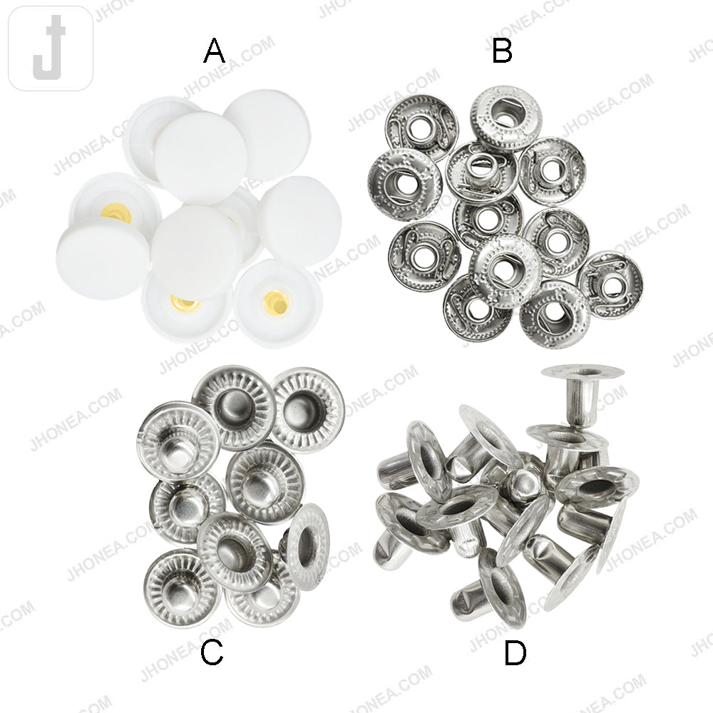 Smooth Round Plastic 4-Part Snap Button Fasteners