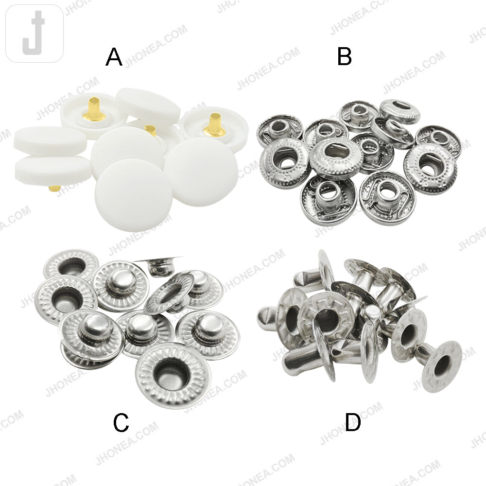 Smooth Round Plastic 4-Part Snap Button Fasteners