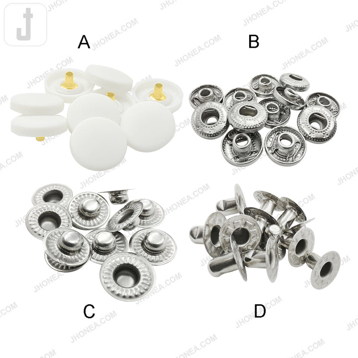 Smooth Round Plastic 4-Part Snap Button Fasteners