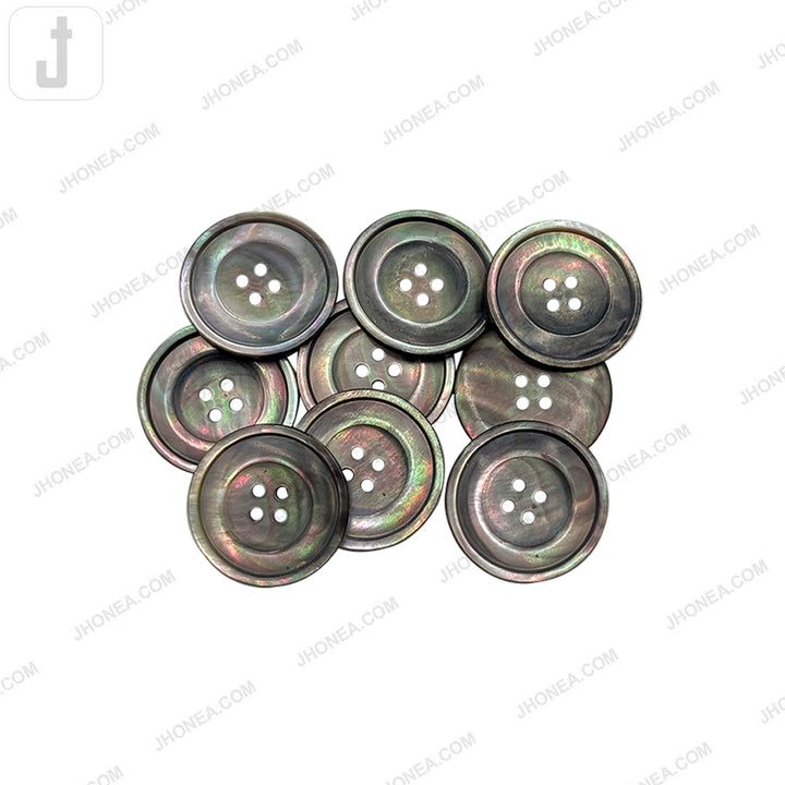Premium dark grey natural 4-hole double rim sewing buttons for garments