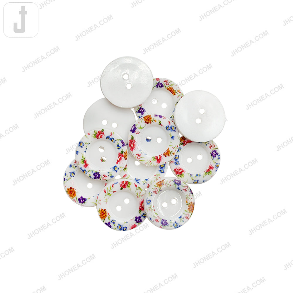 Elegant Floral 20mm 2-Hole Buttons for Dresses