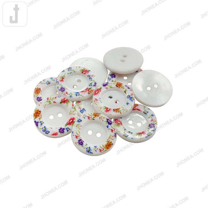 Elegant Floral 20mm 2-Hole Buttons for Dresses