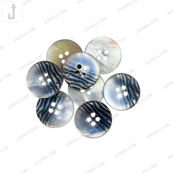 Beautiful Ocean Wave Design 4-Hole Natural Shell Buttons for Sweaters