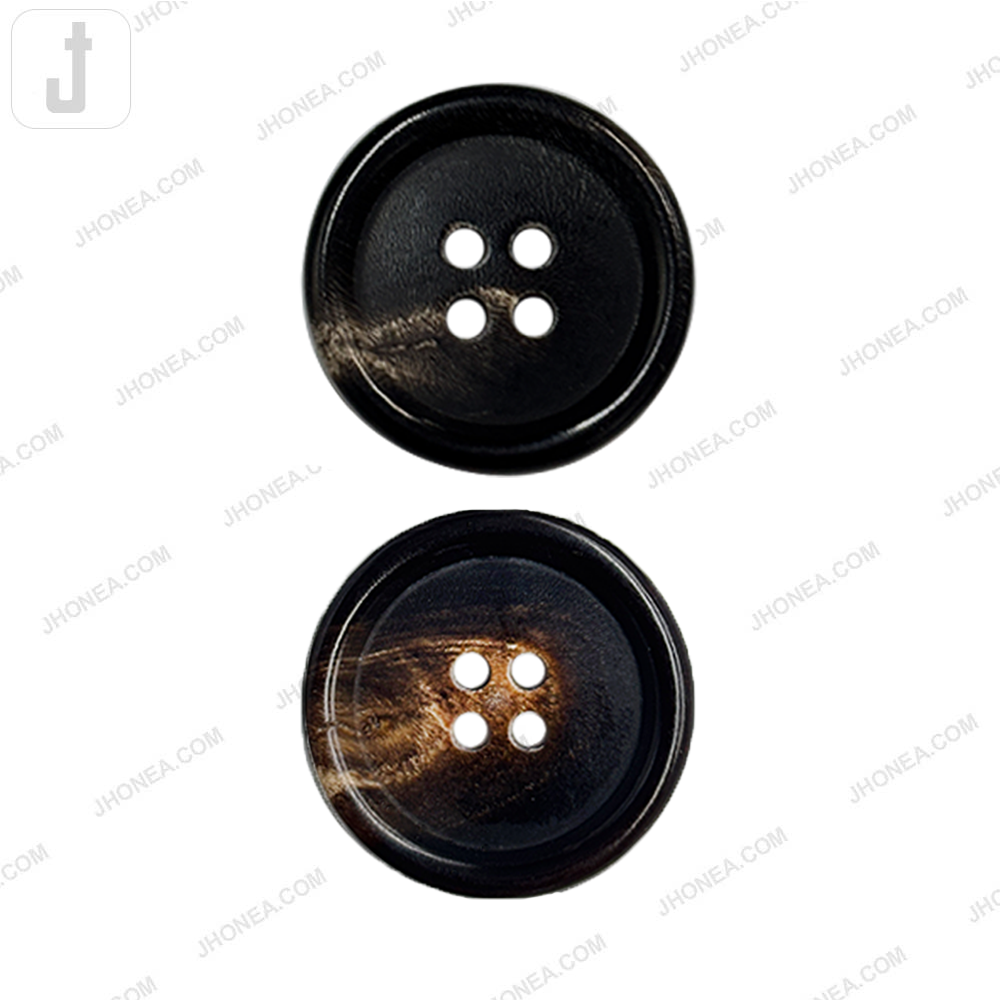 Premium Polished Real Horn 4 Hole Sewing Buttons for Coats/Blazers/Suit