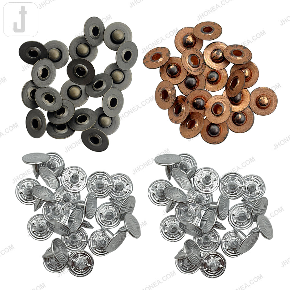 Versatile Brass Rivet Fastener Studs for Jeans, Jackets, Belts & Bags