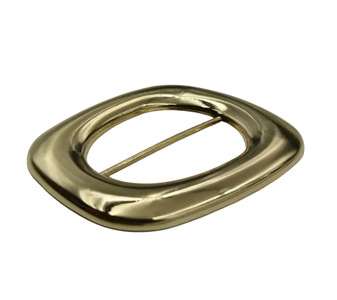 Classic Shiny Gold Smooth Finish Adjustable Sliding Belt Buckle