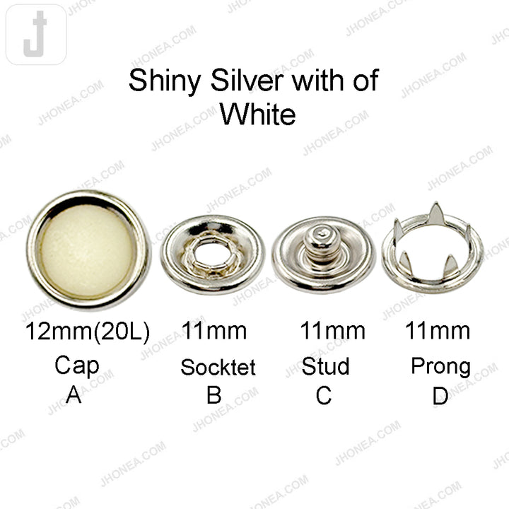 Shiny Finish 12mm Solid Brass 4-Part Prong Snap Fastener Button