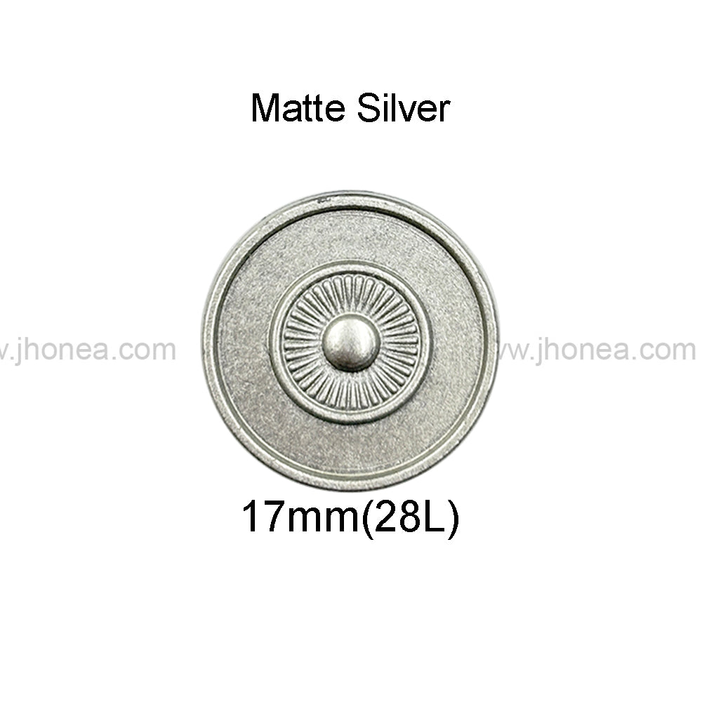 Elegant 17mm(28L) Matte Finish Metal Jeans Button for Denim Clothing