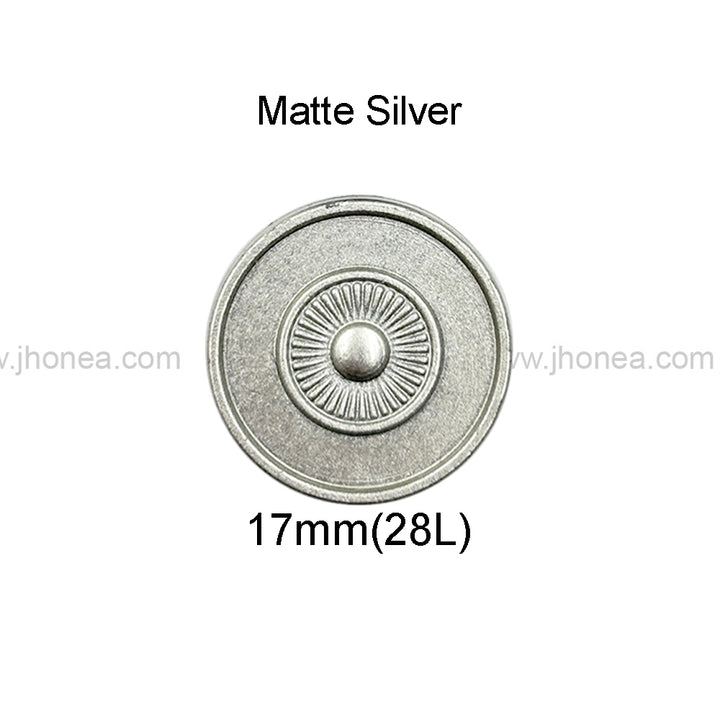 Elegant 17mm(28L) Matte Finish Metal Jeans Button for Denim Clothing