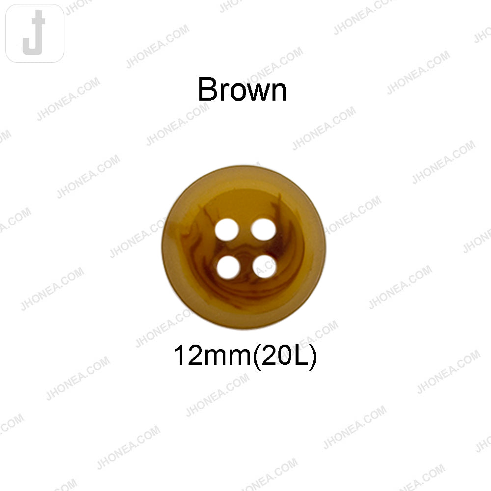 12mm(20L) Round Shape Brown 4-Hole Shirt Button