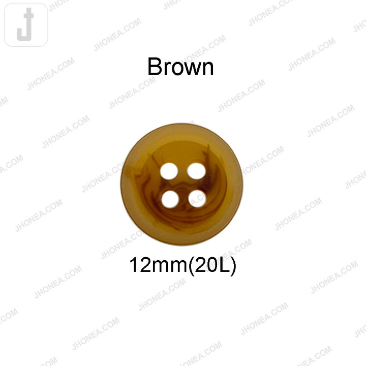 12mm(20L) Round Shape Brown 4-Hole Shirt Button
