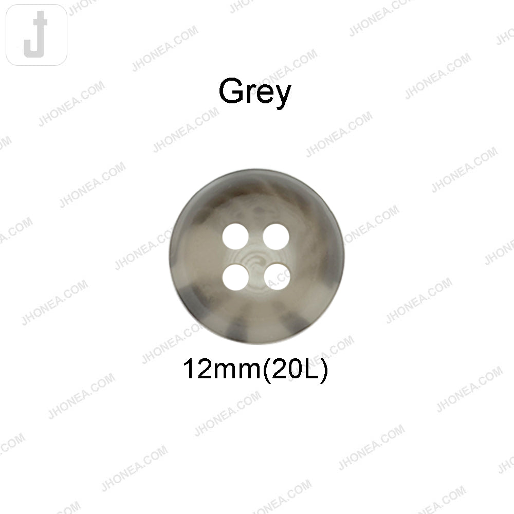 Grey Shaded 12mm Polyester 4-Hole Button for Men/Women/Kids