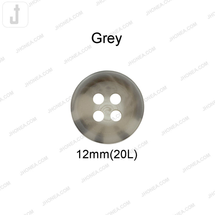 Grey Shaded 12mm Polyester 4-Hole Button for Men/Women/Kids