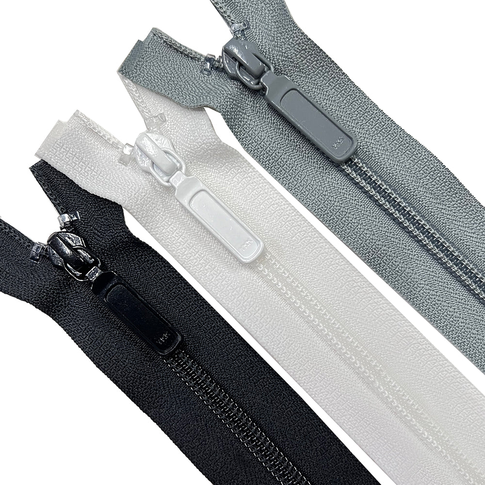YKK- #5 Black/Grey/White Nylon Coil Open-End YKK Zipper