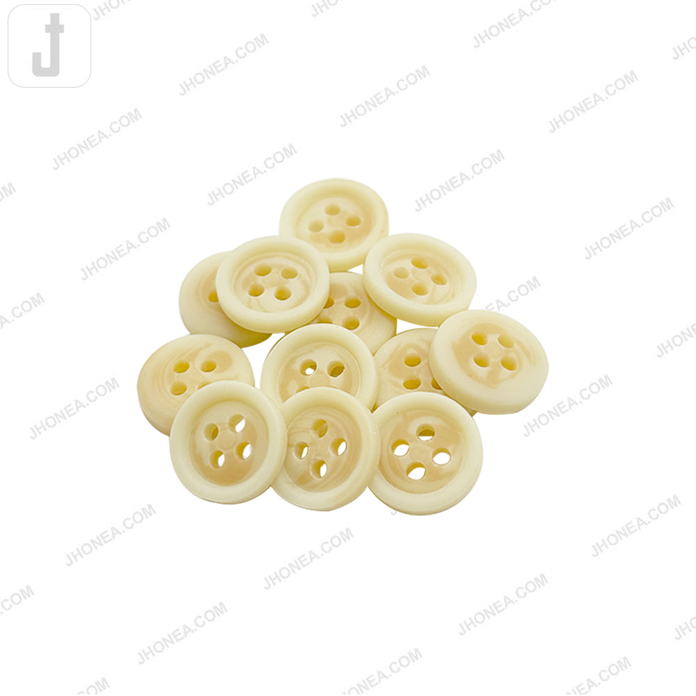 Classic Cream Round 4-Hole Polyester Button for Shirts/Cardigans/Knitwear