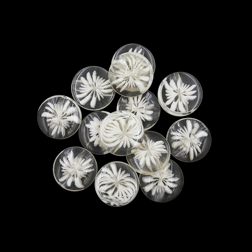 Elegant Transparent Round Flower Polyester Back Side Hole Button