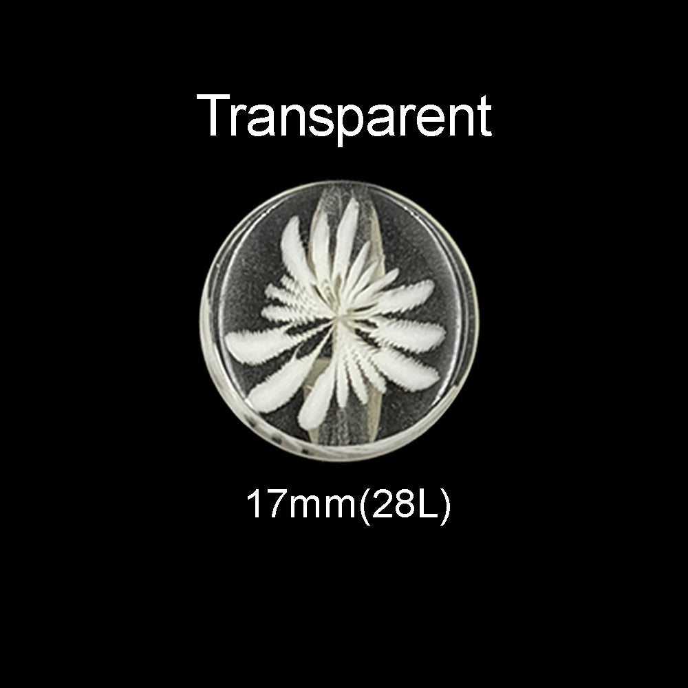 Elegant Transparent Round Flower Polyester Back Side Hole Button