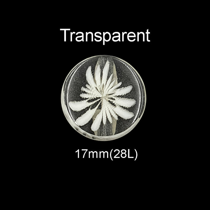 Elegant Transparent Round Flower Polyester Back Side Hole Button