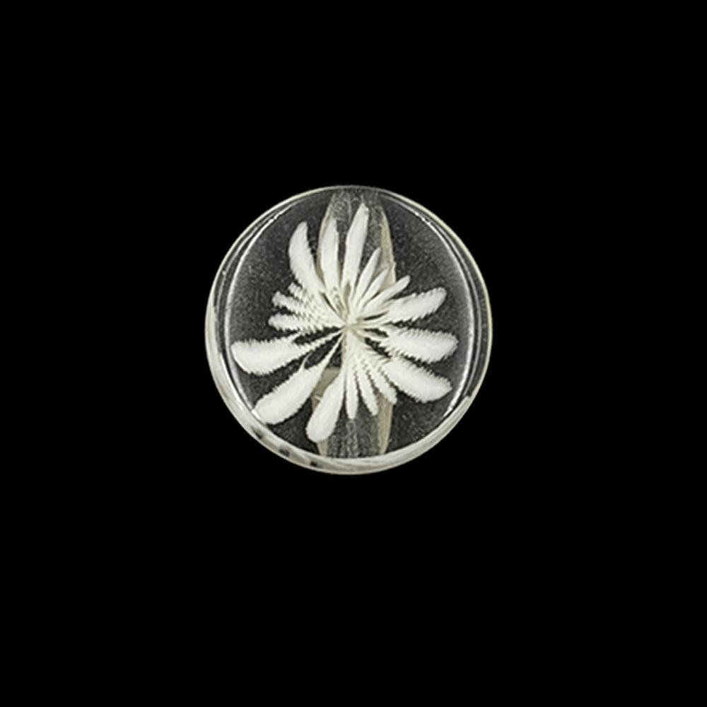 Elegant Transparent Round Flower Polyester Back Side Hole Button