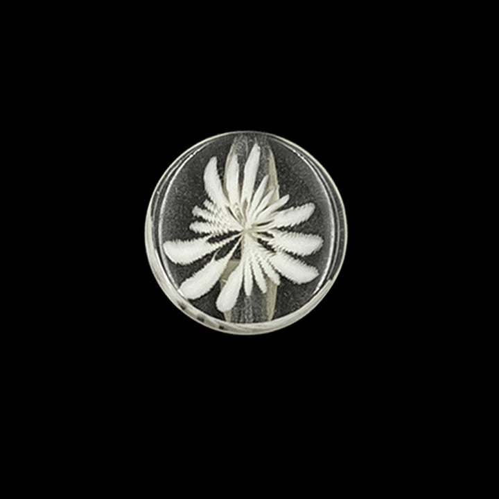 Elegant Transparent Round Flower Polyester Back Side Hole Button