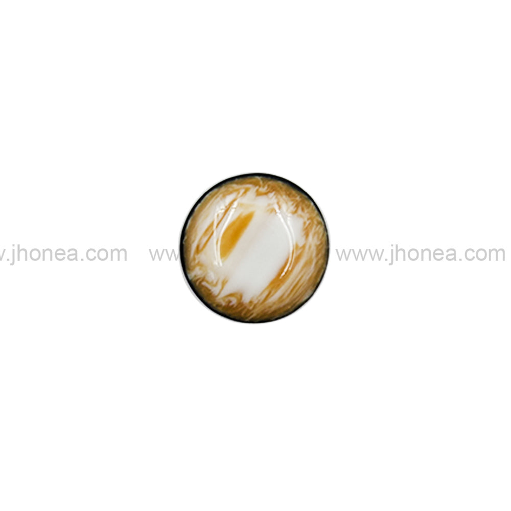 Striking Brown & Black 10mm Round Polyester Button with Back Hole Shank