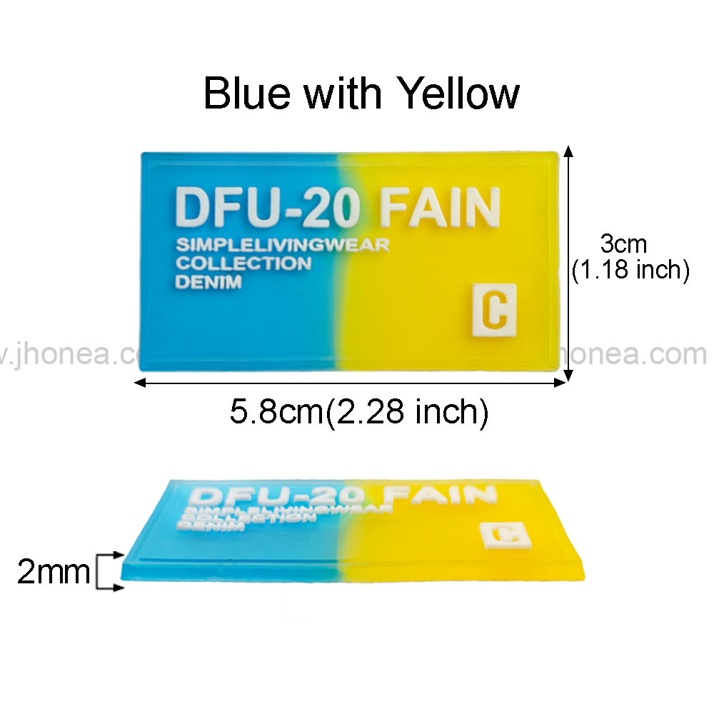Vibrant Blue and Yellow Silicone Decorative Patch for Clothing