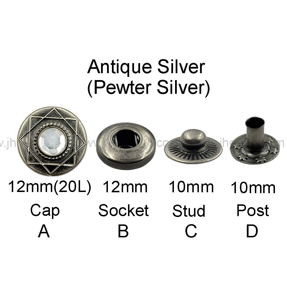 Elegant Diamond Solid Brass 4-Part Snap Buttons