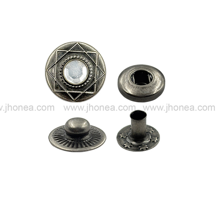 Elegant Diamond Solid Brass 4-Part Snap Buttons