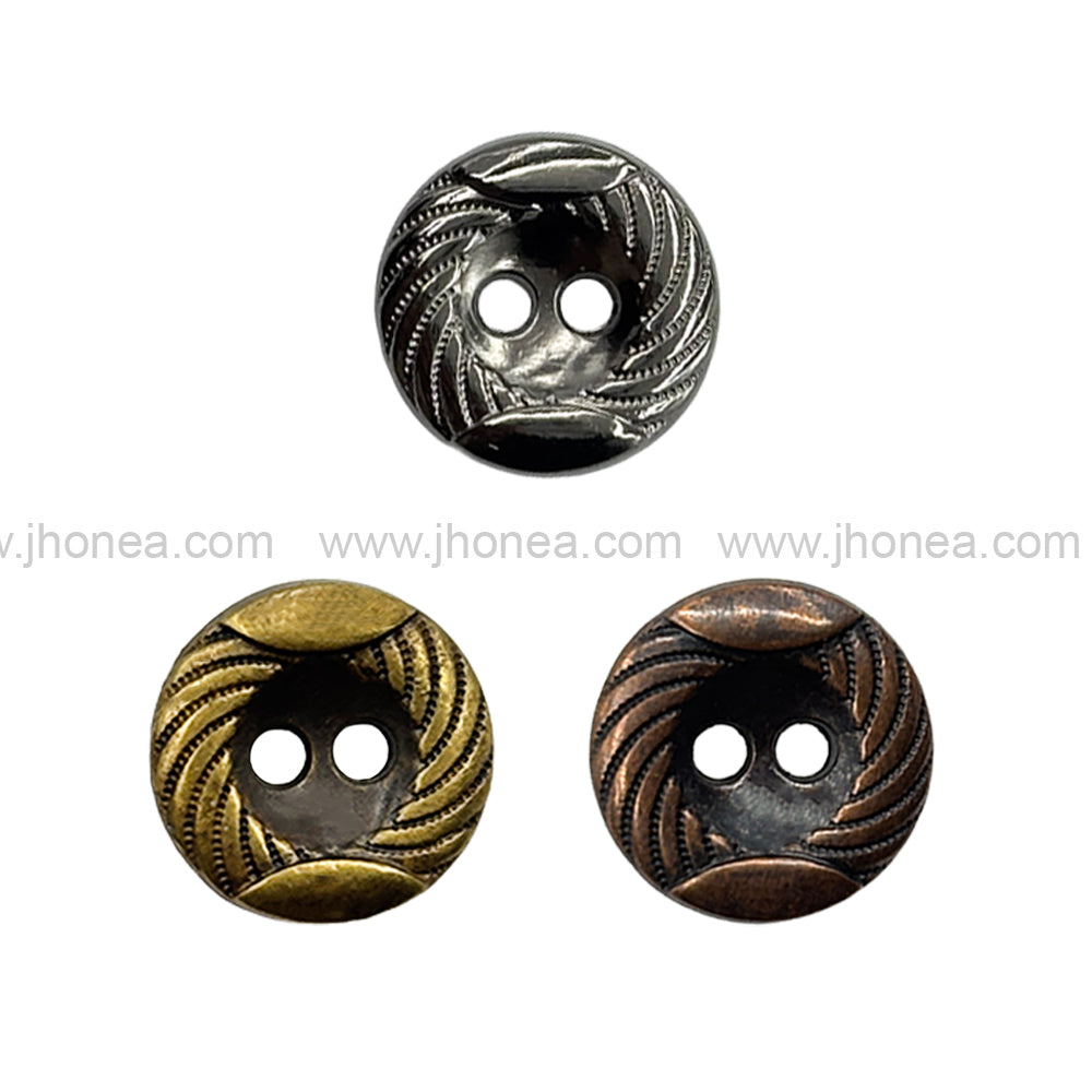 Engraved Rounded Rim 2-Hole Round Shape Shirt/Kurta Buttons